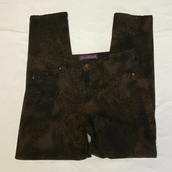 Gloria Vanderbilt Sadie Vintage Animal Hide Print Skinny Denim Jeans Brown 14 - Picture 7 of 13